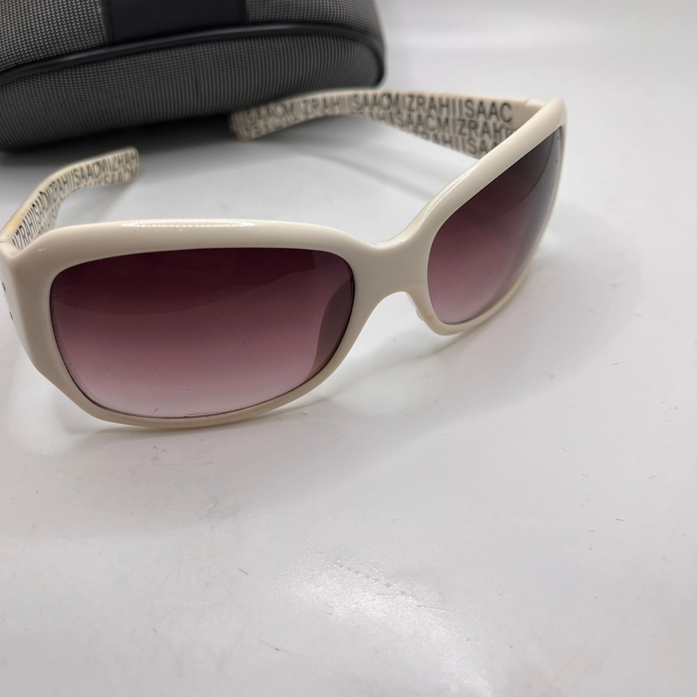Isaac Mizrahi Sunglasses Womens OS White‎ Pre-Owned IM208 Logo Print Arm